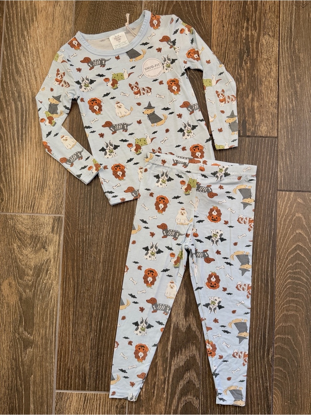 Tres Beau et Belle Kids' Modal Halloween Dogs in Costumes 2-Piece Pajama Set—3T